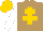 Silk - light brown, gold cross of lorraine, white sleeves, gold cap