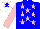 Silk - Blue, pink stars, sleeves and cap, blue star