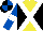 Silk - yellow, black diabolo, white cross belts, royal blue sleeves, white armlets, black and royal blue quartered cap