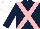 Silk - dark blue, pink cross sashes, dark blue sleeves, white cap