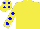 Silk - Yellow, sleeves, blue spots, yellow cap, blue spots