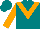 Silk - Teal, orange chevron, orange sleeves