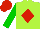Silk - Lime, red diamond, green sleeves, red cap