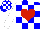 Silk - Blue,white check,red heart,white sleeves,blue cap,white check