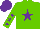 Silk - Light green, purple star, light green sleeves, purple stars and cap