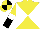 Silk - Yellow, white diabolo, yellow and black halved sleeves, white armlets, yellow cap, black quartered