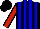 Silk - Black and blue stripes, red sleeves, black seams, black cap
