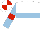 Silk - White, red hoop, light blue hoop, sleeves white, blue armlets, red armlets, light blue, blue quartered cap , red quartered