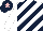 Silk - white, dark blue diagonal stripes, white sleeves, dark blue cap, pink star