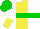 Silk - Yellow,white halved,green hoop,green sleeves,yellow halved,white arm hoop,green cap