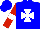Silk - Blue, white maltese cross, red sleeves, white armbands, blue cap, white cross