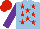 Silk - Light blue, red stars, purple sleeves, red cap