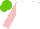 Silk - White, pink stars on , sleeves, light green cap