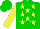 Silk - Green, yellow stars, sleeves green, cap yellow