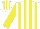 Silk - White, yellow stripes, sleeves white, yellow stripes, cap white, yellow stripes