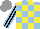 Silk - Lightblue, yellow checks, black sleeves with lightblue stripes, grey cap