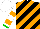 Silk - Black,orange diagonal stripes,white sleeves,orange hoops,green cuffs, white cap