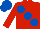 Silk - RED, large ROYAL BLUE spots, ROYAL BLUE cap