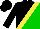 Silk - Black, and green diagonal halves, yellow sash, black  sleeves, black cap