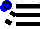 Silk - White, black, aqua blue, black horizontal stripes, white sleeves, black, aqua blue, black horizontal stripes, aqua blue cap, black hoop