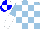 Silk - Light blue and white blocks, white halved sleeves, blue and white quartered cap