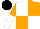 Silk - White, orange quartered, sleeves black, white halved (vertically), white cuffs, cap orange, white peak