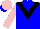 Silk - Blue,black v,r,pink sleeves,cap,blue peak