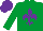 Silk - Emerald green, purple fleur de lys, purple cap