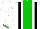Silk - White, green stripe, black braces, white sleeves, green cuffs, white cap