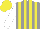 Silk - grey and yellow stripes, white sleeves, yellow cap