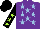 Silk - Purple, light blue stars, black sleeves, lime stars , black cap