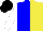 Silk - blue, yellow halved, white sleeves, black cap