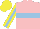 Silk - Pink, light blue hoop, yellow sleeves, light blue stripe, yellow cap