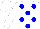 Silk - White, blue dots, white sleeves and cap