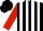 Silk - Black, white stripes, red sleeves