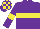 Silk - purple, yellow hoop, armlets, checked cap