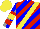 Silk - Blue, red diagonal stripes, yellow sash, blue, red hoops sleeves, yellow armlets, quarters cap