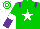 Silk - Green, white star, purple epaulettes, green, purple halves sleeves, white armlets, hoops cap