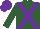 Silk - Hunter green, purple cross sashes, purple cap
