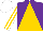 Silk - Purple and gold triangular thirds, gold and white stripes on sleeves, white cap