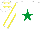 Silk - White, emerald green star, white sleeves, yellow seams, white cap, yellow stars