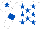 Silk - White, royal blue stars, white sleeves, royal blue armlets, white cap, royal blue star