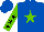 Silk - Royal blue, light green star, light green sleeves, black stars