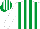 Silk - White & emerald green stripes, white sleeves, striped cap