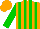 Silk - Orange body, green striped, green arms, orange cap