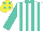 Silk - White, turquoise stripes, turquoise collar, sleeves yellow, turquoise spots, cap yellow, turquoise spots