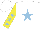 Silk - white, light blue star, light blue stars on yellow sleeves