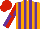 Silk - Orange, purple stripes, slvs, red star, quarters cap