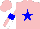 Silk - Pink, lt blue star, armlets, pink,white quarters cap