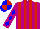 Silk - Violet, red stripes, violet sleeves, blue diamonds, blue cap, red quartered